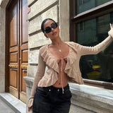 Ruffle Front Tie Cardigan