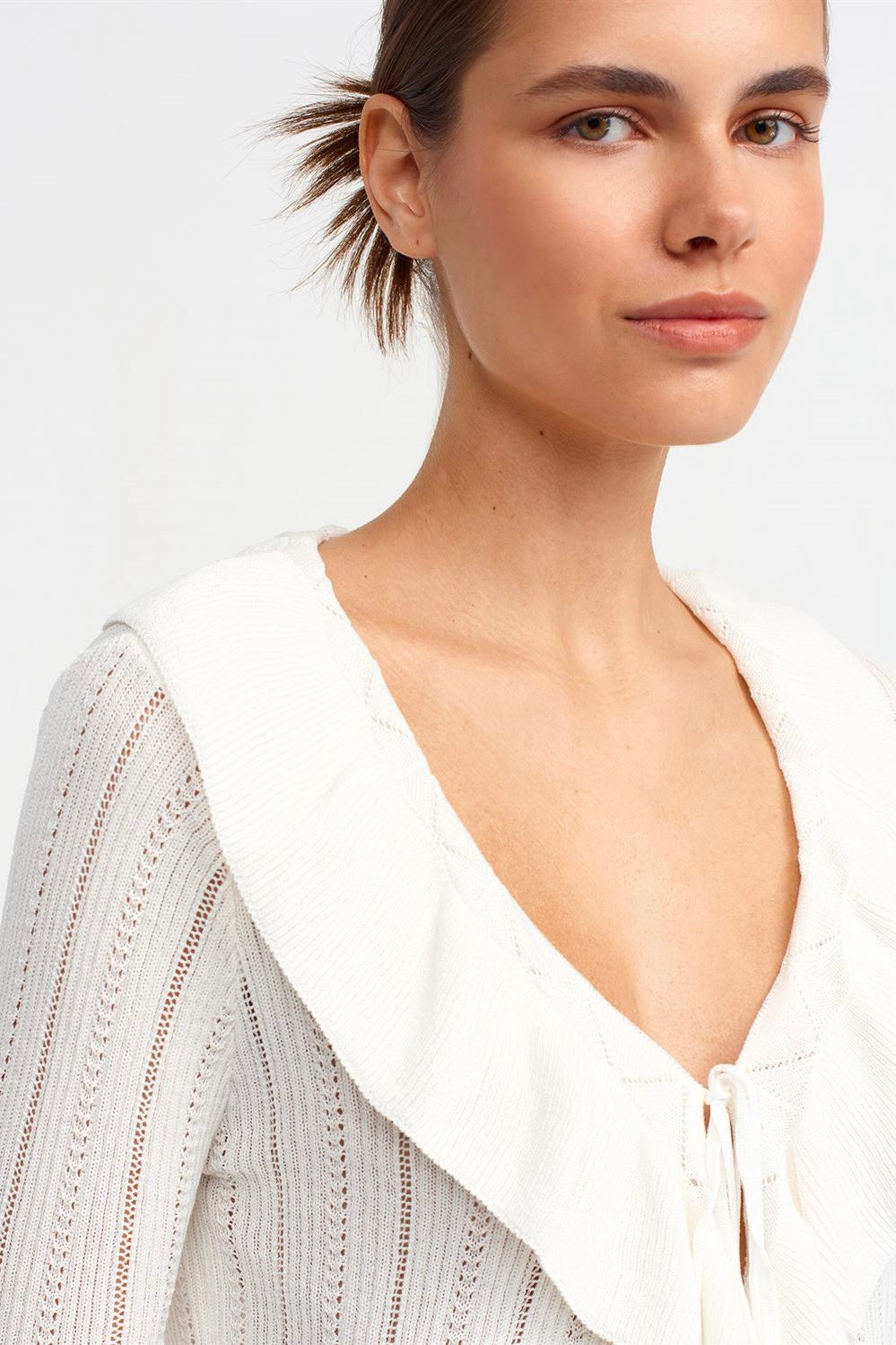 Ruffle Front Tie Cardigan