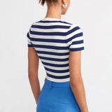 Navy Striped Basic Top