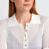 Buttoned Polo Collar Lightweight Knit Sweater