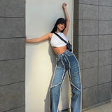 Chunky Pockets Tassel Palazzo Jeans