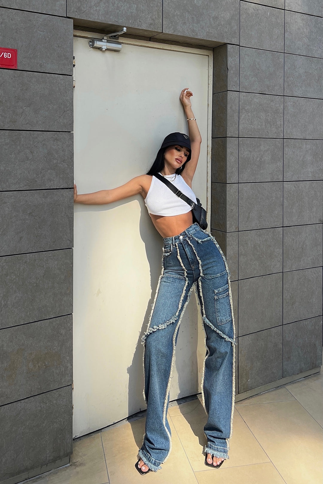 Chunky Pockets Tassel Palazzo Jeans