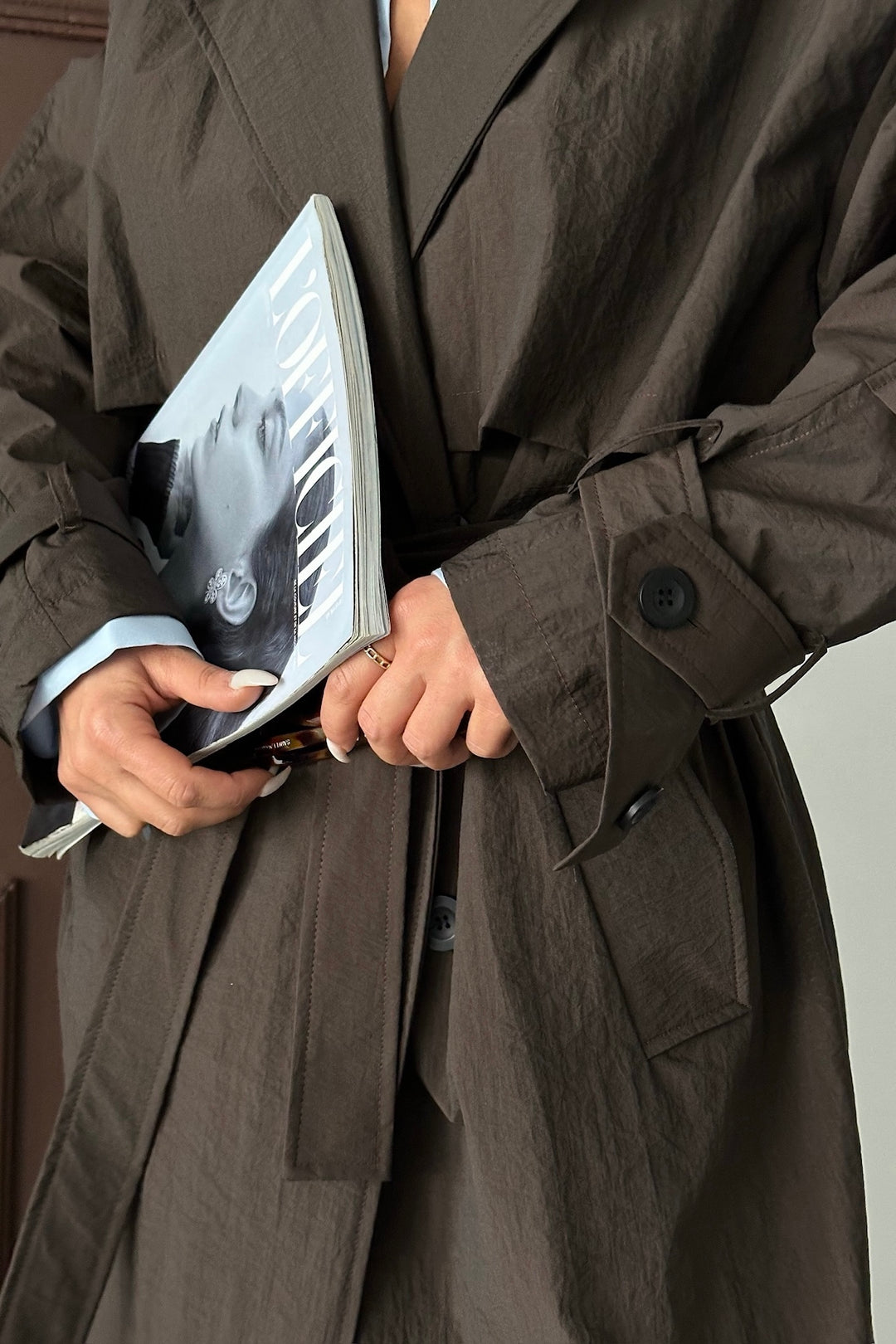 Brown Belted Trench Coat
