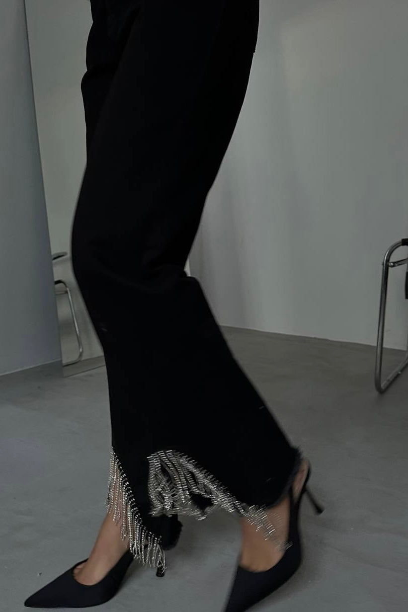 Crystal Strings Hem Jeans
