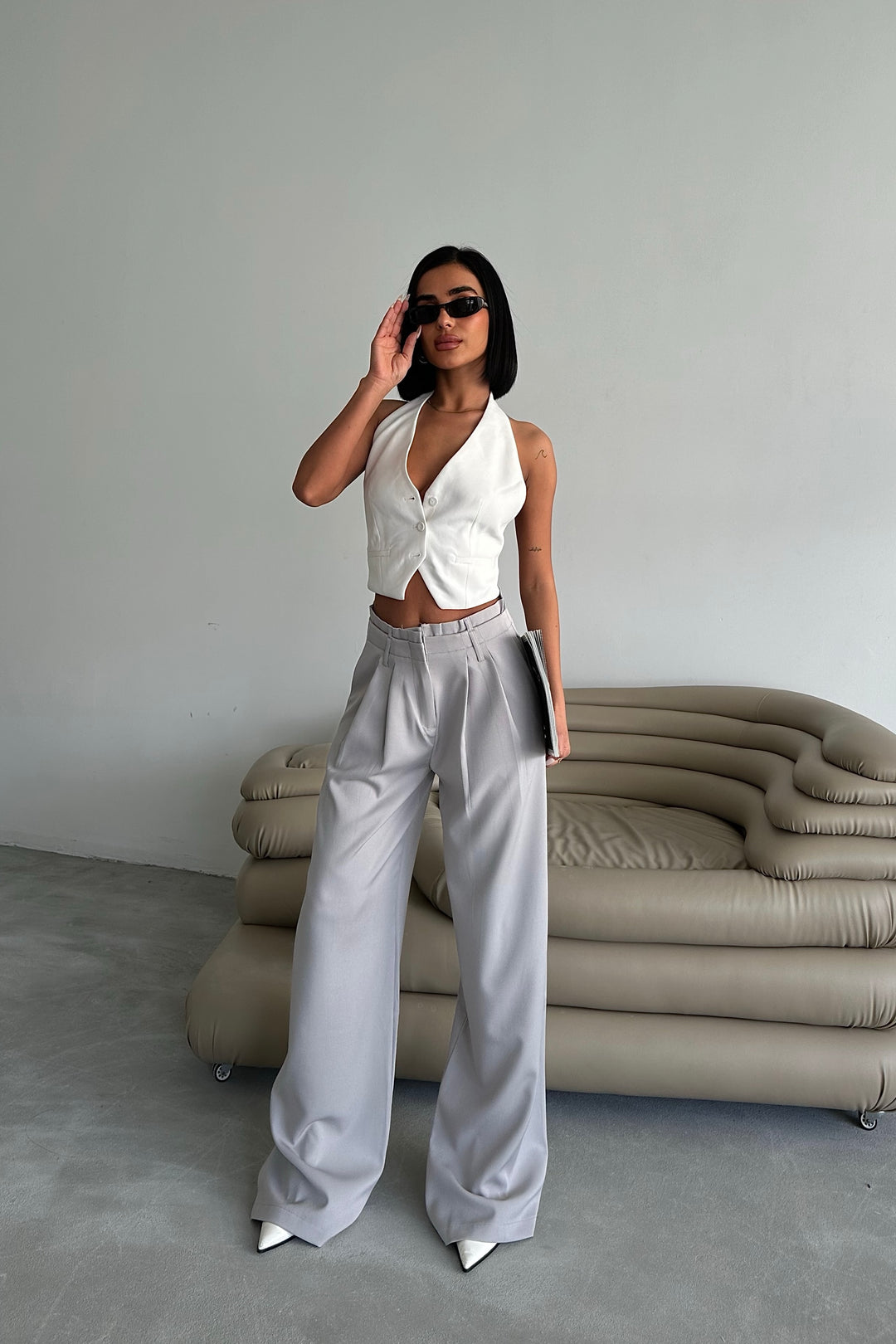 Double Waist Pleated Trousers