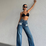 Ripped Pockets Palazzo Jeans