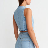 Denim Vest Top