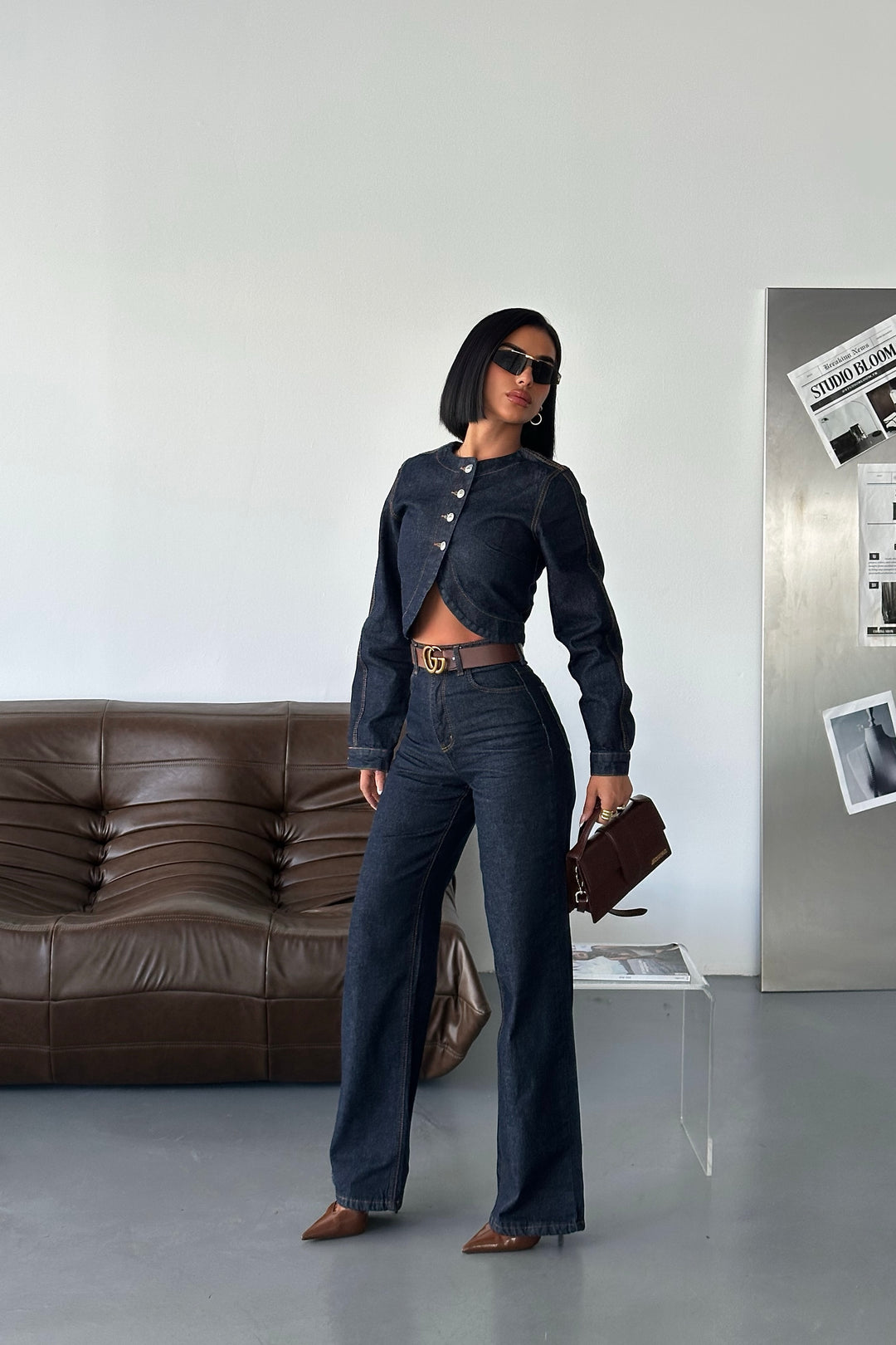 Dark Wash Denim Two-Piece Set
