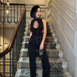 Midnight Rhinestone Straight Jeans