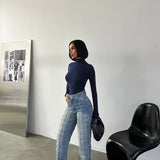 Stitched Square Straight-Leg Jeans