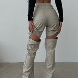 Detachable Faux Leather Pants
