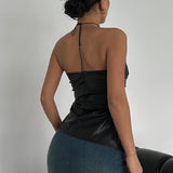Strapless Faux Leather Top