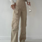 Pockets Cargo Jeans In Neutrals