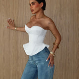 Peplum Corset Top White