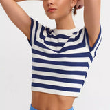Navy Striped Basic Top