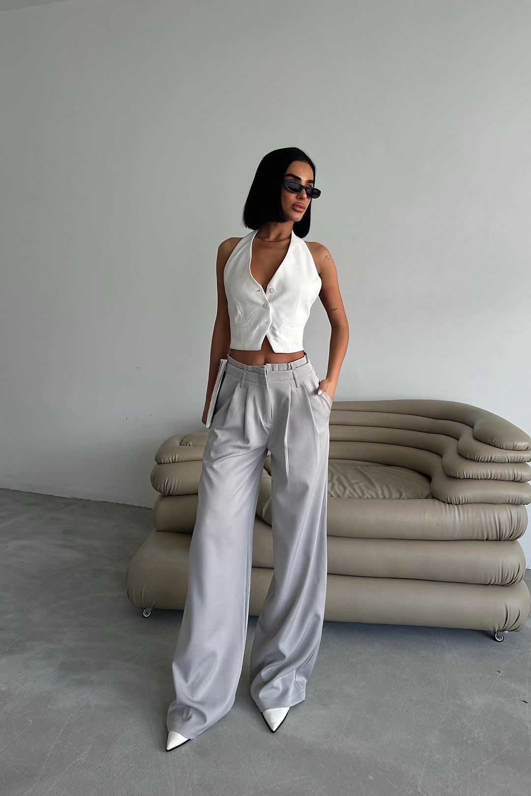 Double Waist Pleated Trousers