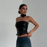 Strapless Faux Leather Top