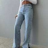 Wide Side Split Jeans