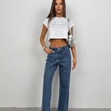 Rhinestone Striped Straight Jeans