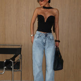 Washed Taper Barrel Jeans Blue