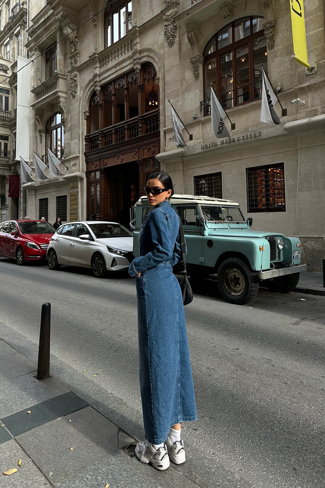 Denim Slit Skirt Dress