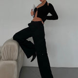 Above Knee Zip Detail Parachute Cargo Pants