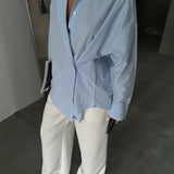 Crossed-Button Oversized Shirt