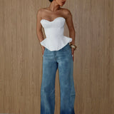 Shadow Hem Wide Leg Jean Blue