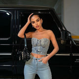Crystal Denim Bustier
