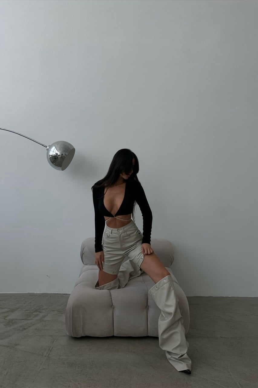 Detachable Faux Leather Pants