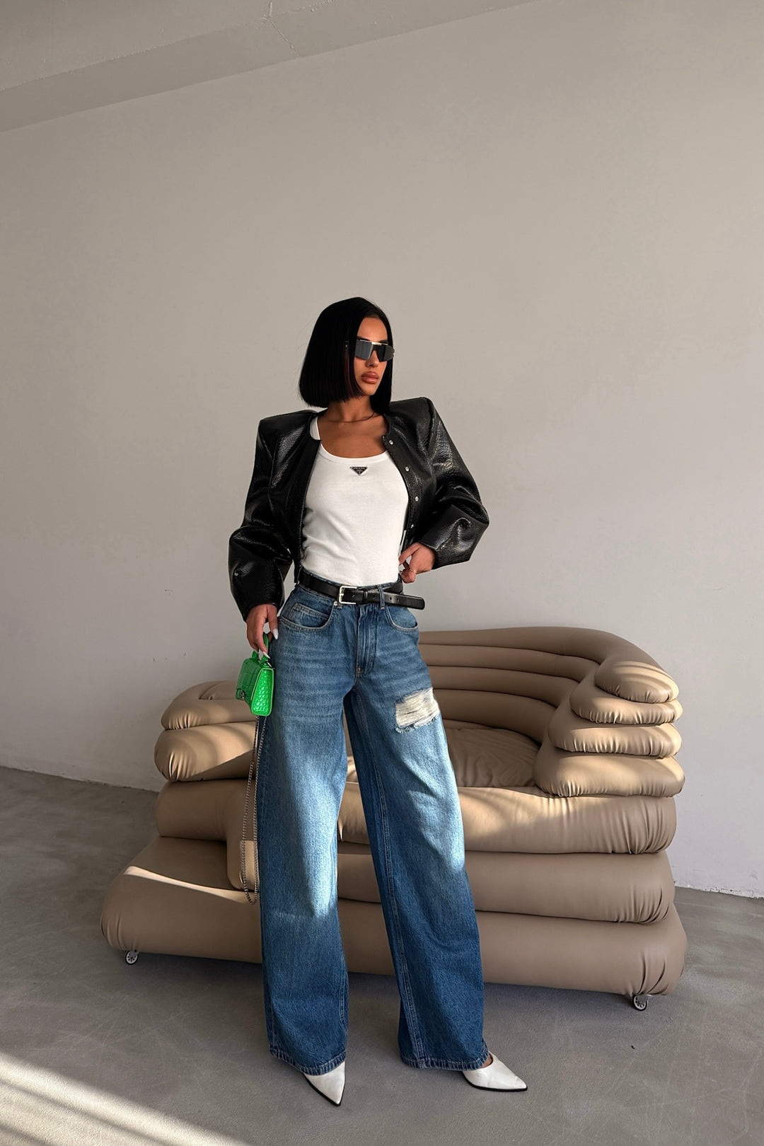 Slouch Patch Denim