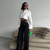 Cutout Waist Black Flare Pants