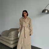 Sand Suede Belted Coat