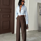 Flowy Pleated Brown Pants
