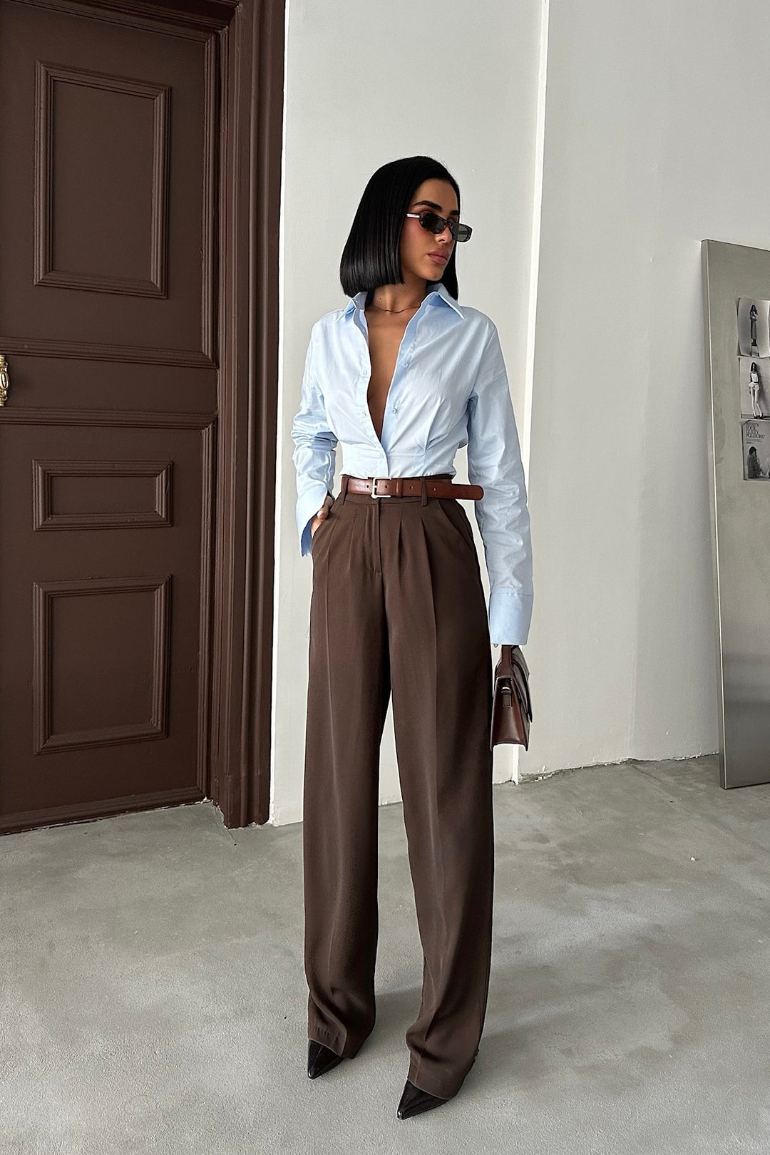 Flowy Pleated Brown Pants