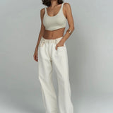 Tri-Fold Jeans Cream