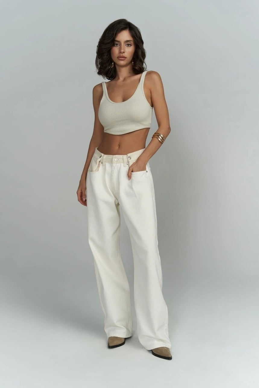 Tri-Fold Jeans Cream