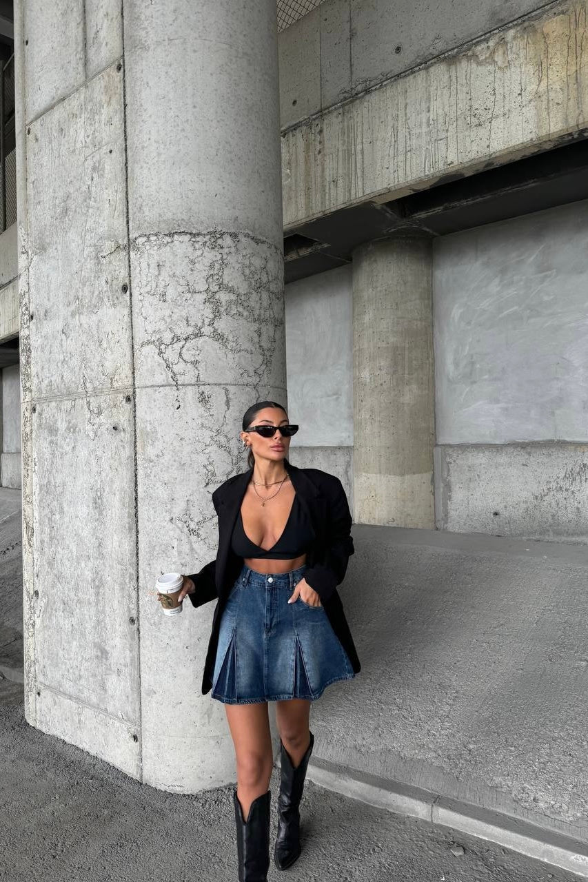 Denim A Line Skirt
