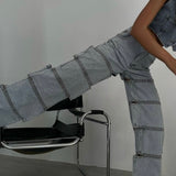 Blacka Cut Pieces Straight Jeans