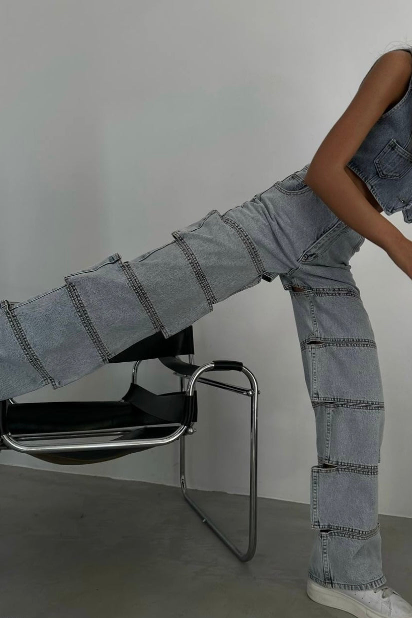 Blacka Cut Pieces Straight Jeans