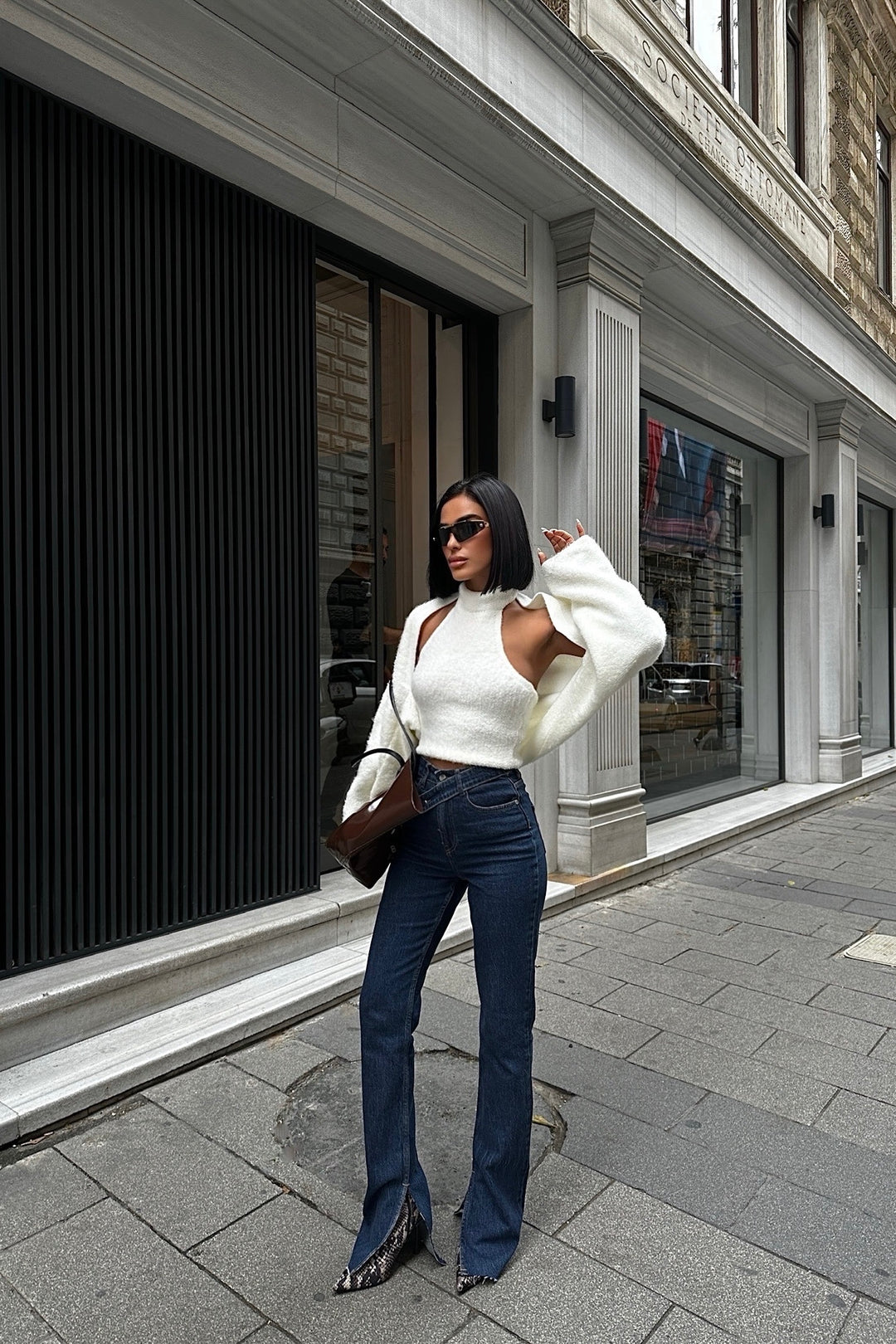 Cross Belt Jeans Navy