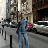 Blue Denim Button Up Jumpsuit