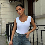 Basic V Golden Neck Ribbed Top