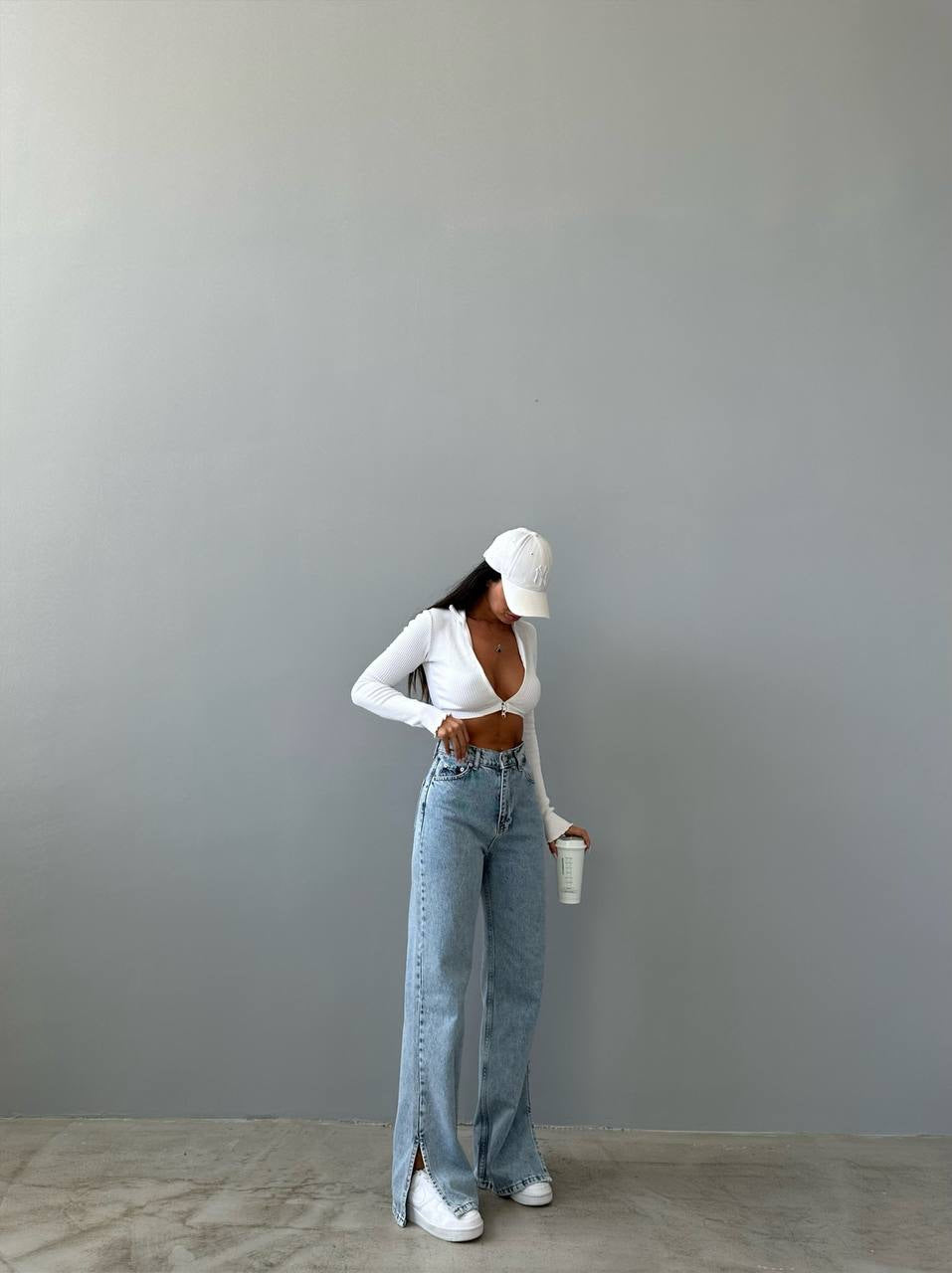 Wide Side Split Jeans