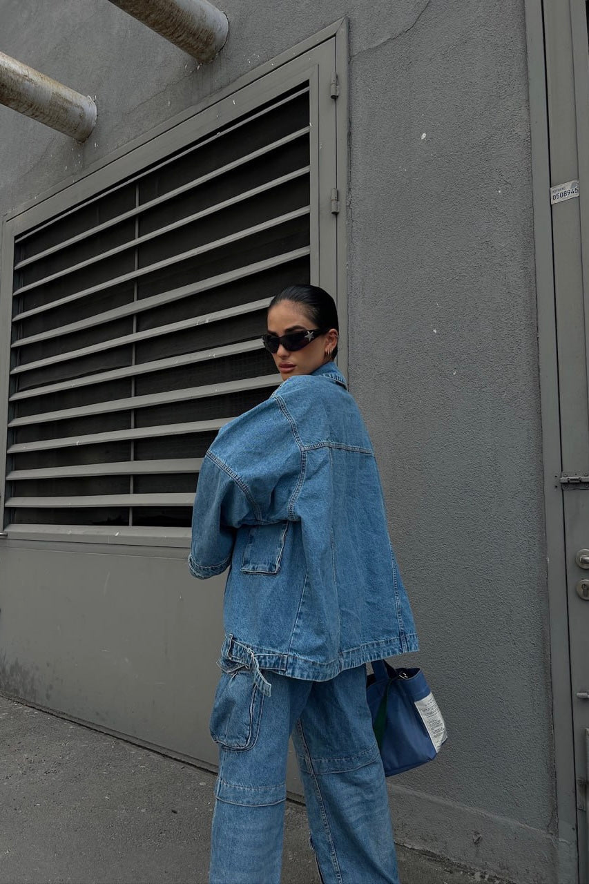 Cargo Zip Up Jean Jacket