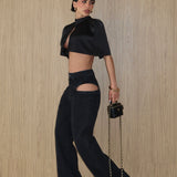 Hip Cutout Straight Leg Jean