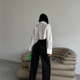 Cutout Waist Black Flare Pants