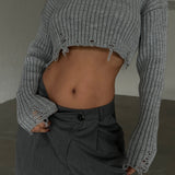 Cropped Long Sleeve Sweater
