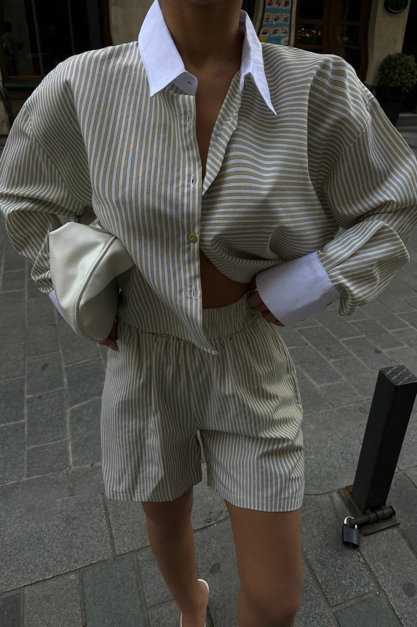 Stripped Shirt Set