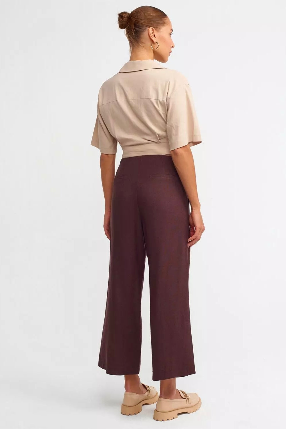 Button Up Brown Linen Pants